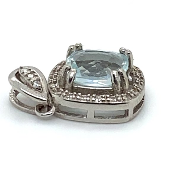 Aquamarine 1.55ct White Gold Finish Solid 925 Sterling Silver Pendant - Picture 3 of 6